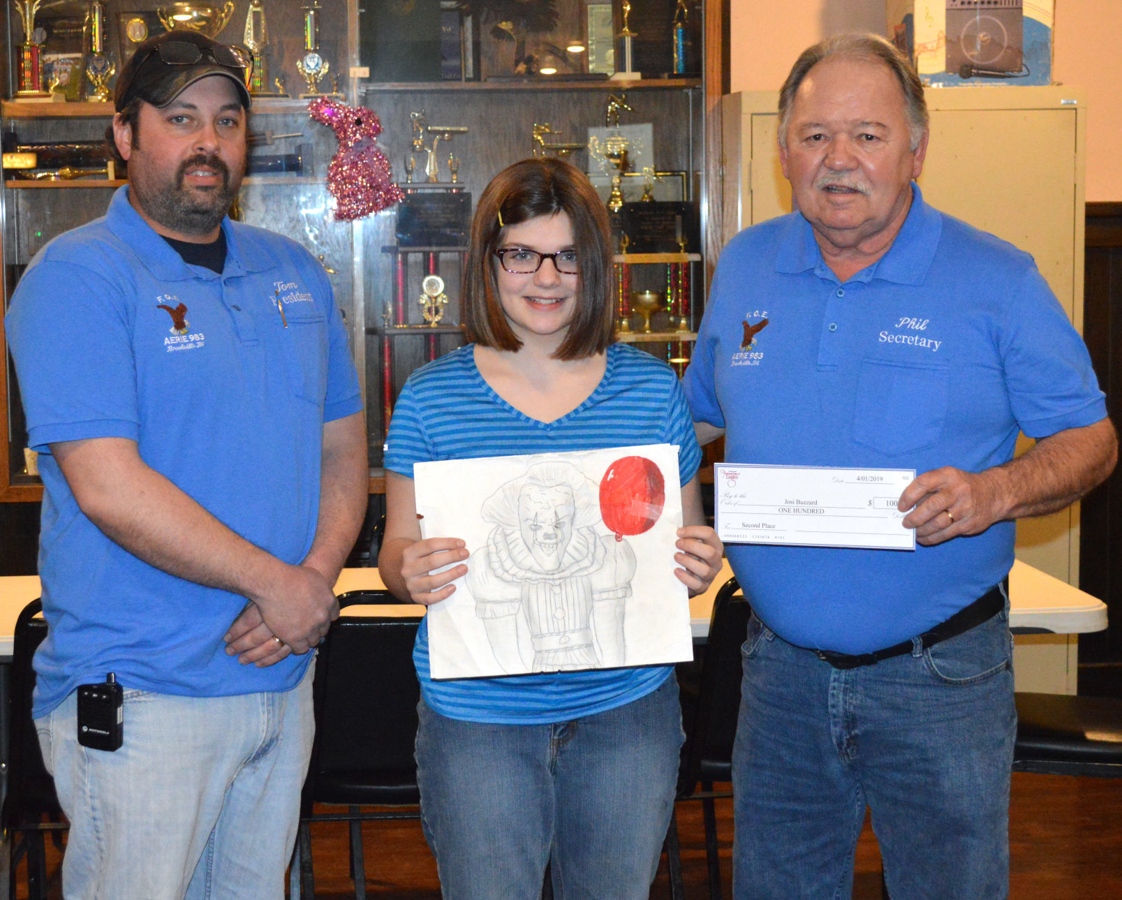 Josi Buzzard receives $100 prize from FOE art contest